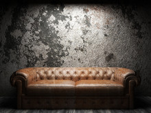 Leather Sofa In Dark Room