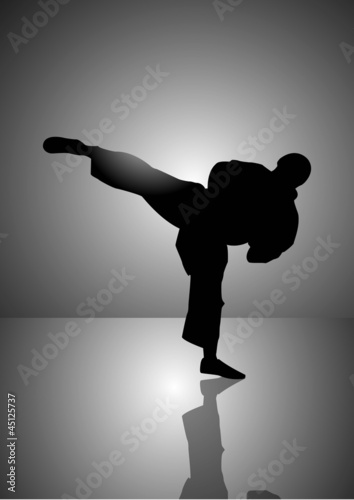Board z aluminiowym obramowaniem Sylwetka człowieka karate
