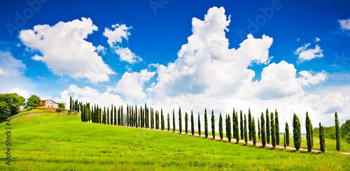 Board z aluminiowym obramowaniem Tuscany krajobraz z wiejskim domem w val d'orcia, Italy