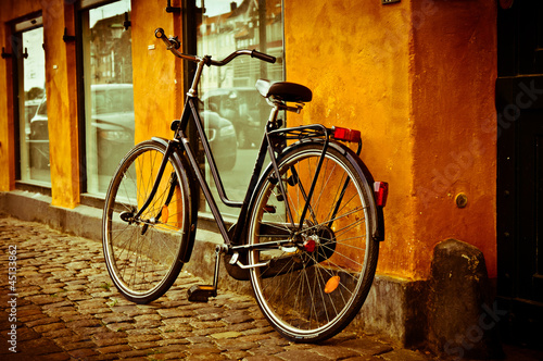 Naklejka ścienna Classic vintage retro city bicycle in Copenhagen, Denmark