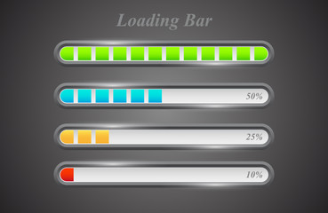 Modern color loading bars set on grey background