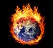 Burning globe earth (east hemisphere)
