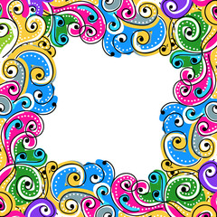 Aufkleber - Wave hand drawn frame for your design, abstract background