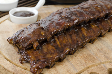 BBQ Ribs - Marinated & honey glazed pork ribs with BBQ sauce