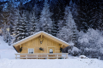 Sticker - Snowy Landscape of Dolomites Mountains during Winter