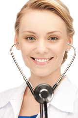 Poster - attractive female doctor with stethoscope