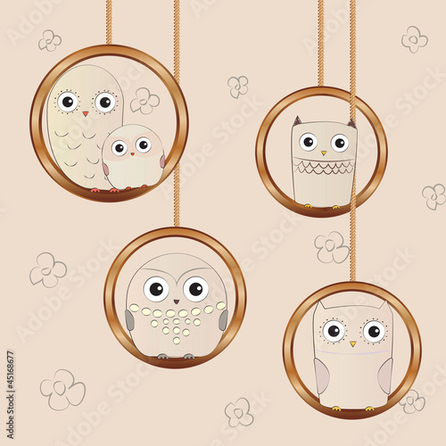 Obraz na płótnie canvas dwuczęściowy "dyptyk" Przyjaciele cute owl