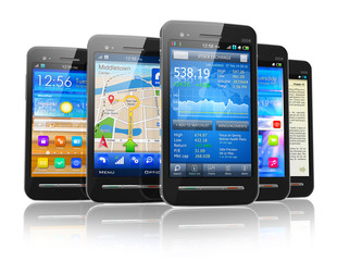 Poster - Set of touchscreen smartphones