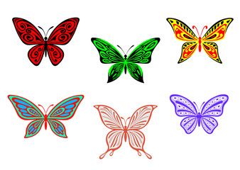 Poster - Set of colorful butterflies