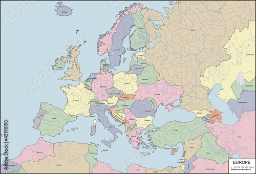 Board z aluminiowym obramowaniem Mapa Europy