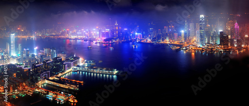 Obraz na płótnie canvas dwuczęściowy "dyptyk" Hongkong nocy antenowe