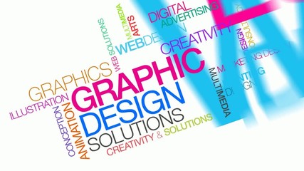 Wall Mural - Graphic Design solutions colors word tag cloud animation