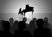 Silhouette Illustration Of People Watching Piano Recital