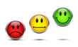 Smiley Buttons Rot Gelb Grün