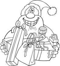 Cartoon Santa Claus For Coloring Book