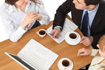 Closeup of businesspeople working