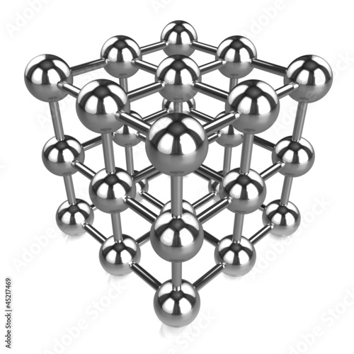 3d Chrome sphere cube network angled