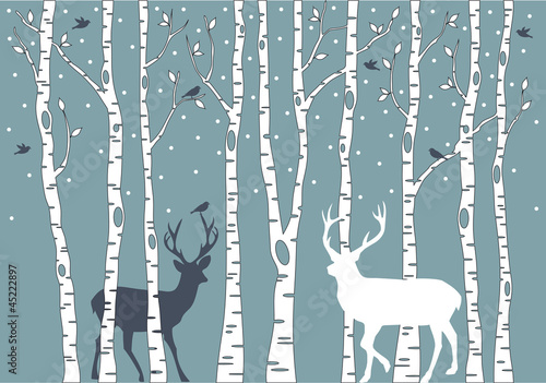 Obrazy skandynawskie  para-jeleni-w-lesie-inspiracja-stylem-skandynawskiego-folkloru