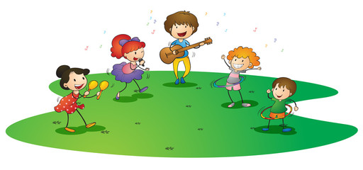 Wall Mural - kids enjoying music