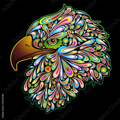 Board z aluminiowym obramowaniem Eagle hawk psychedelic design aquila falco sparviero pop art