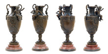 Two Antique Bronze Vases With Angel Figure.