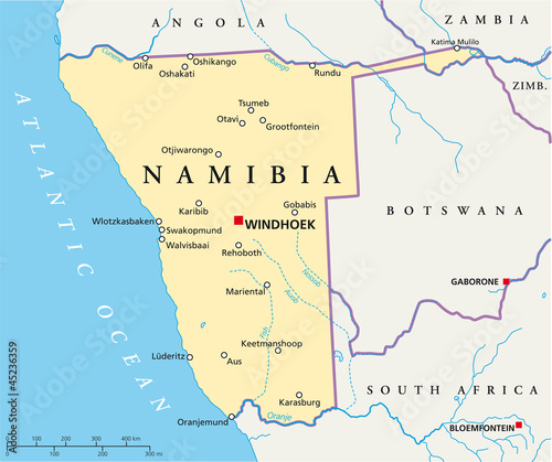 Board z aluminiowym obramowaniem Mapa Namibii (mapa Namibii)