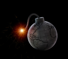 Vintage Bomb With The World Map