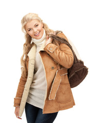 Sticker - woman in sheepskin jacket