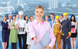 © grinny - Business woman and Group of industrial workers.
