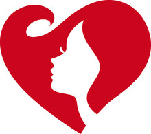 Love Heart Shape Woman Face Silhouette