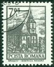 Stamp Printed In Romania Shows Black Church, Brasov