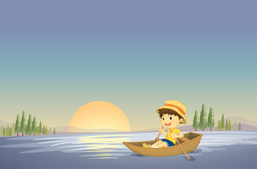 Poster - a boy and boat