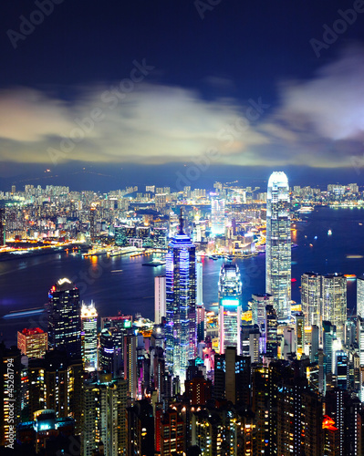 Tapeta ścienna Hongkong miasto nocą