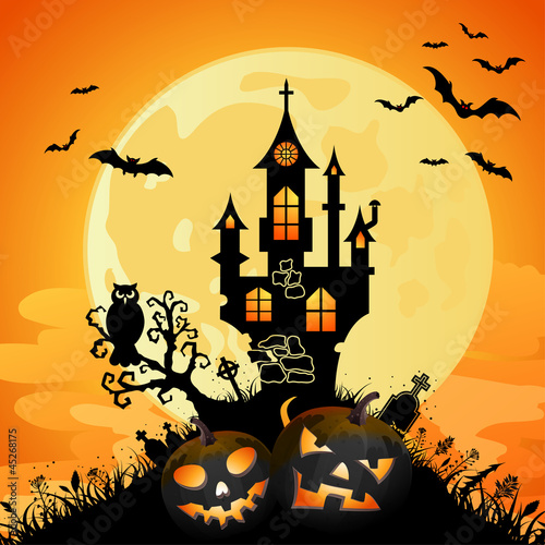 Obraz na płótnie canvas czteroczęściowy "tetraptyk" Tło halloween