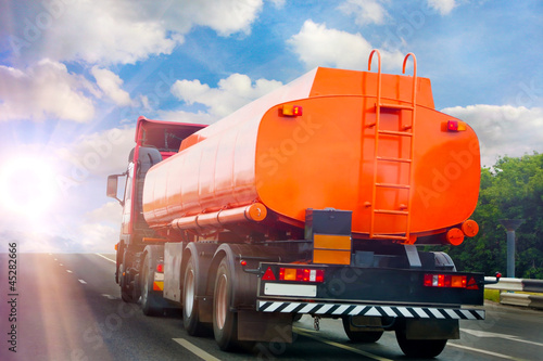 Fototapeta dla dzieci gas-tank truck goes on highway