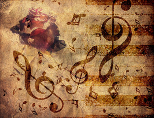 Wall Mural - Rose and piano