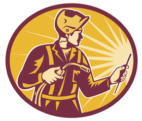 Sticker - Welder Worker Welding Torch Retro