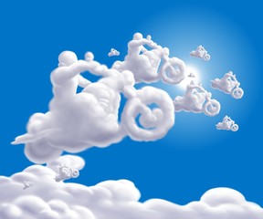 Fotomurales - nuvole bikers