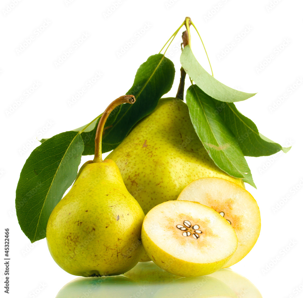 Juicy flavorful pears isolated on white