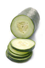 Wall Mural - Stacked slices green cucumber