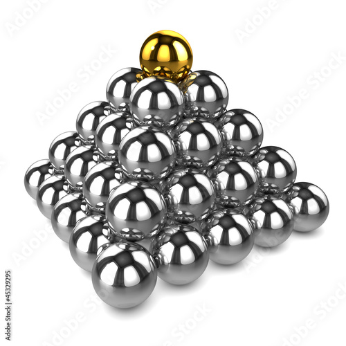 3d Chrome ball pyramid with gold top