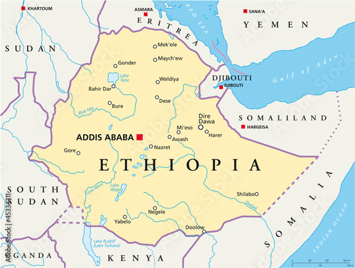 Board z aluminiowym obramowaniem Mapa Etiopii (mapa Etiopii)