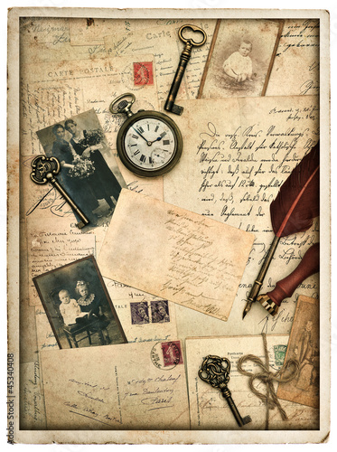 Plakat na zamówienie nostalgic background with old photographs