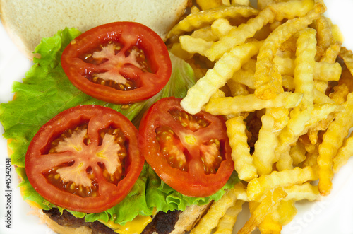 Board z aluminiowym obramowaniem Pyszny hamburger z frytkami