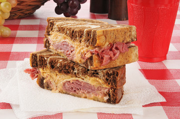 Wall Mural - A reuben sandwich on a napkin