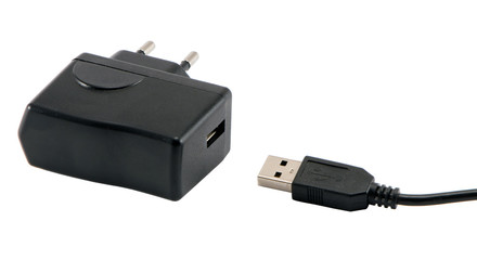 Mobile phone charger usb plug standart isolated