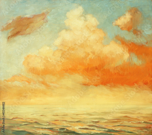 Nowoczesny obraz na płótnie sea landscape, illustration, painting by oil on a canvas