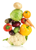 Fototapeta Kuchnia - Fresh vegetables isolated on white