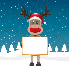 Sticker - rudolph holding signboad