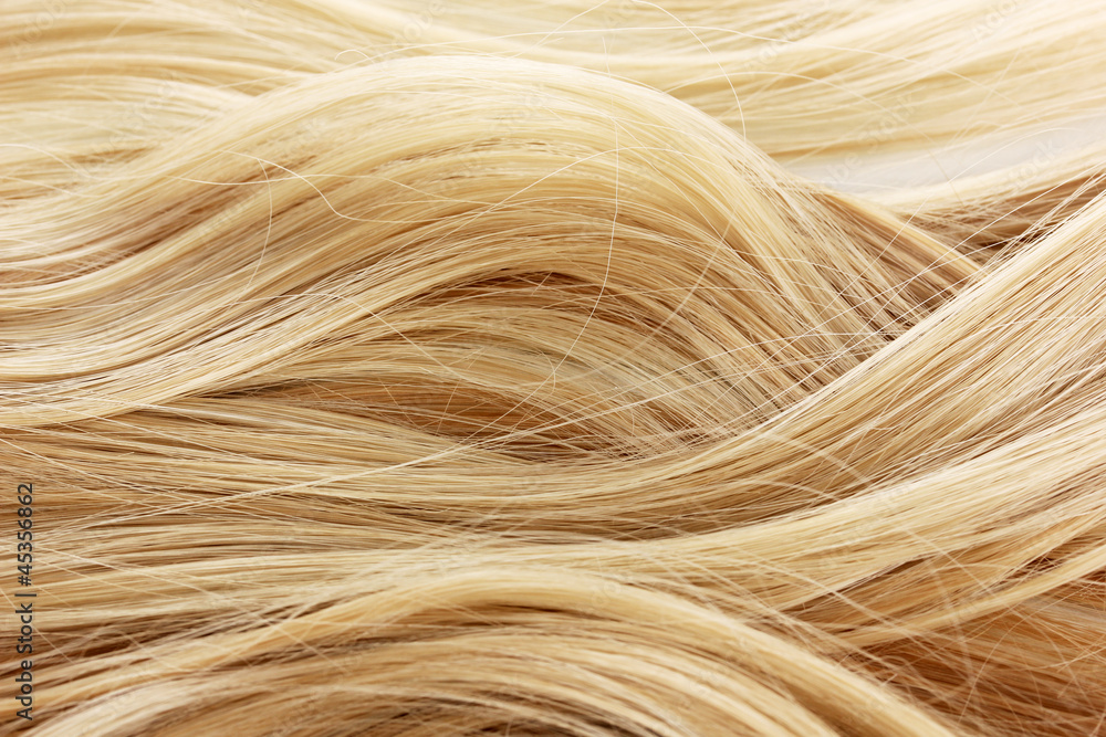 Curly blond hair background - obrazy, fototapety, plakaty 